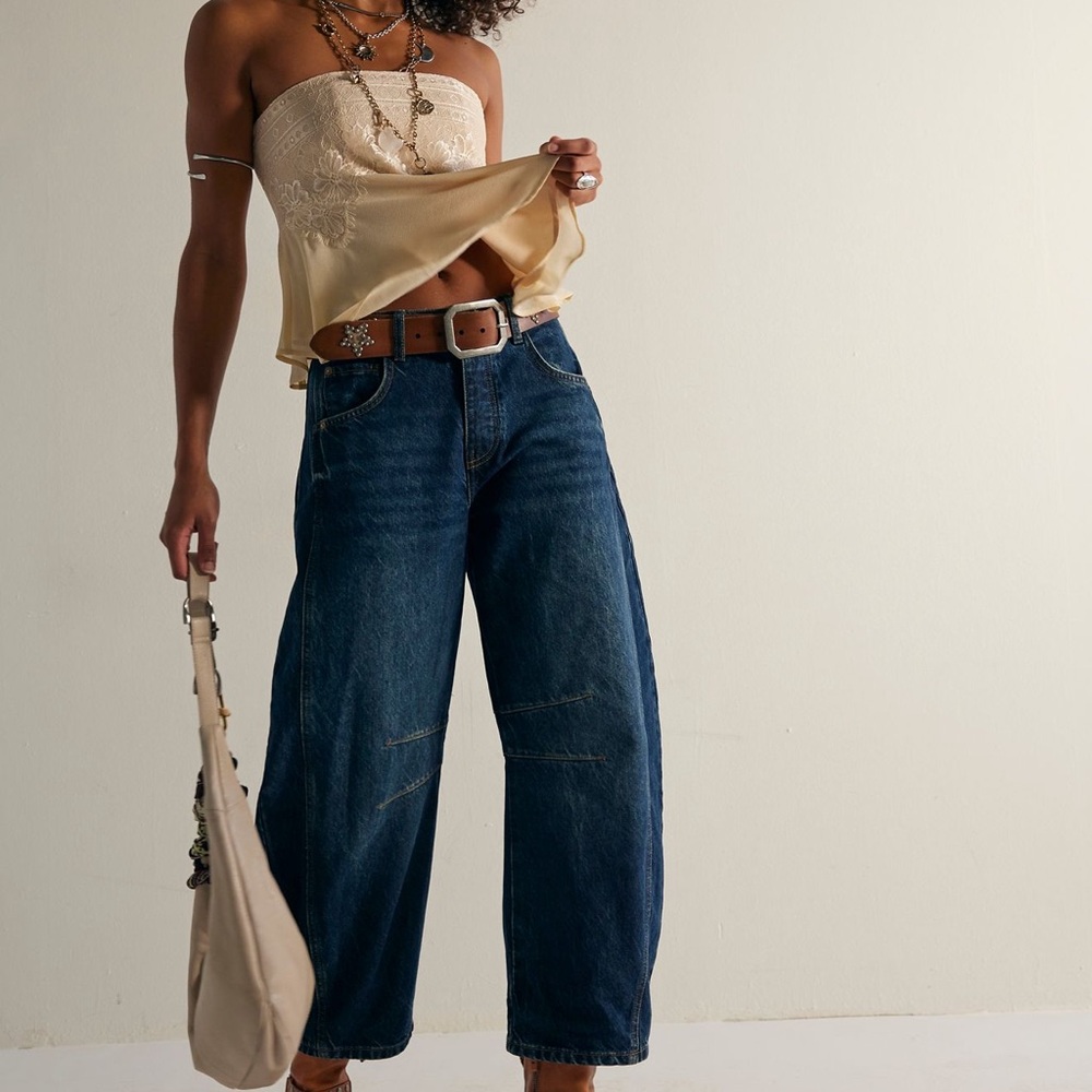 We the Free Good Luck Mid Rise Barrel Jeans